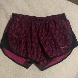 Nike Women's Magenta and Black Athletic Shorts